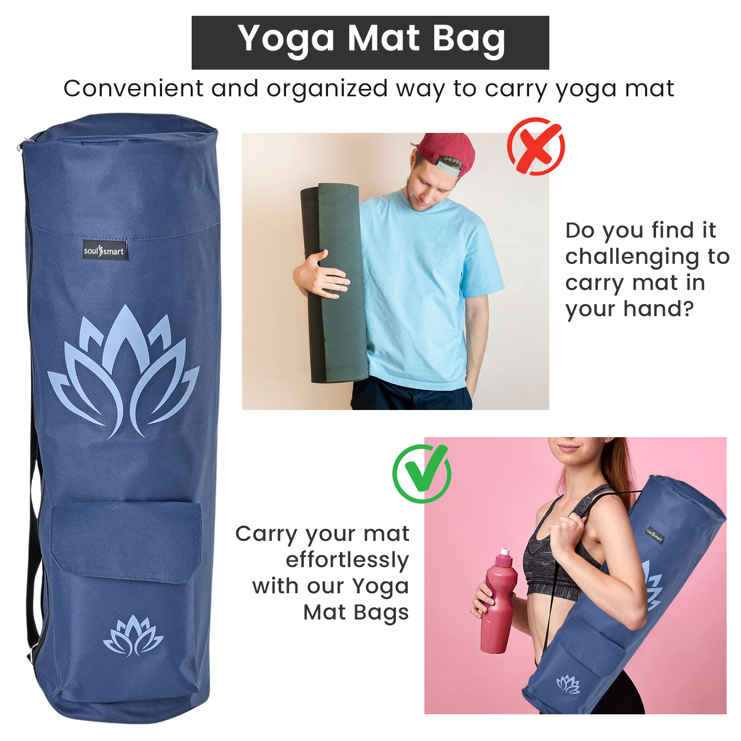 100% Polyester Yoga Mat Bag and Carriers for Women and Men Size