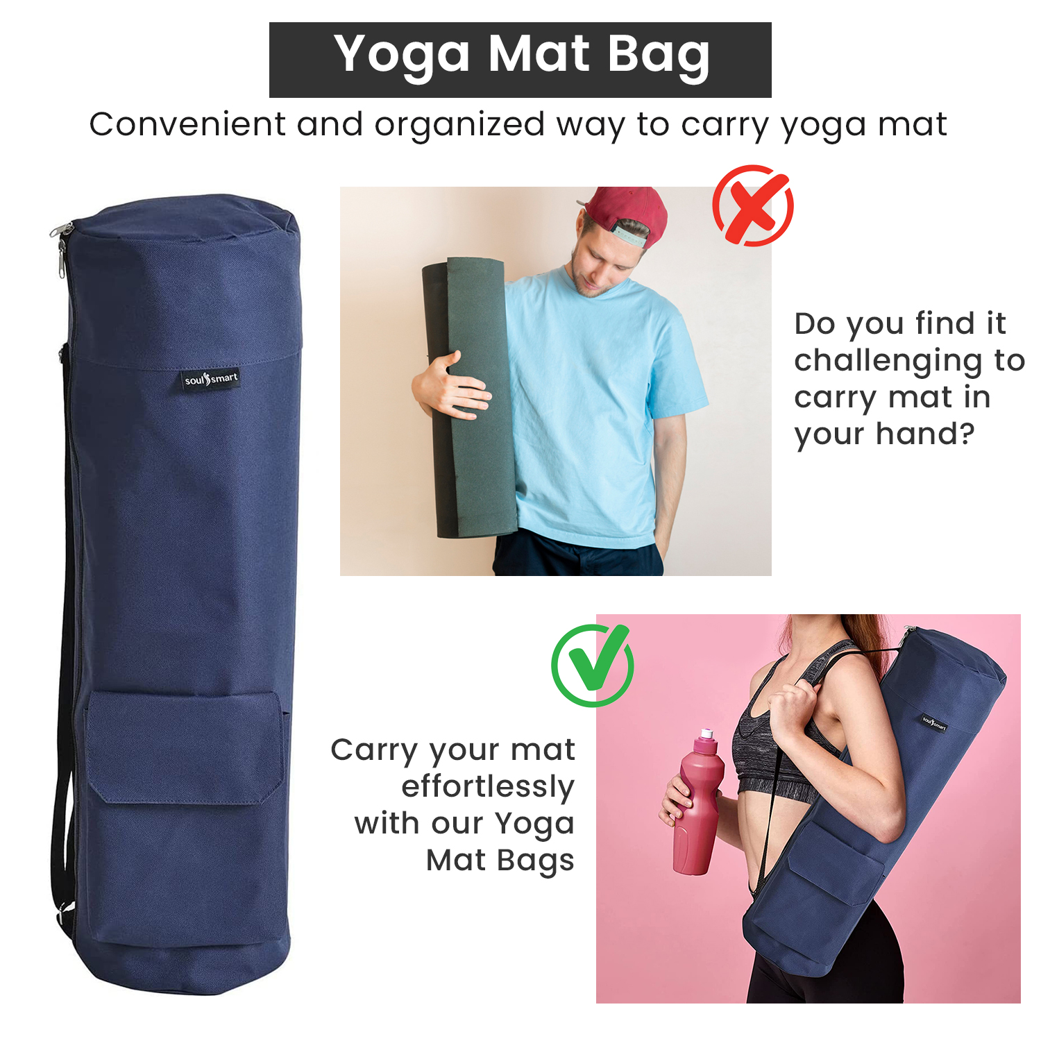 100% Polyester Yoga Mat Bag and Carriers for Women and Men Size 70x20x1 Cm